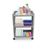 Biltoxi Trolley Rack for Kitchen, Office and Bathroom, Storage Organizer and Kitchen Storage Cart, Multipurpose Floor Mount Corner Rack with Wheel, Storage Rack for Kitchen (3 Layer, Silver)