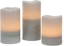 Rhytsing Gray Battery Operated Candle with Timer, Flameless Led Candle Gift Set, Warm White Light, Distressed Wax Finished, Batteries Included - Set of 3