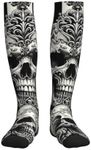 Quarvynox Stylish Skull Pattern Compression Sock For Men & Women With 15-20mmhg Pressure, Fashionable Knee High Compression Stocking