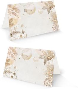 Logbuch-Verlag Pack de 25 tarjetas de mesa para nombre con motivos invernales en tonos neutros para boda y eventos 8,5 x 5,5 cm - tarjetas marca sitios para navidad