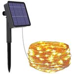 GIGAWATTS GW-501-100 100 LED Solar Fairy String Light 12m Decorative Lamp with 2V Panel 800 mAh Ni-MH BIS Approved Battery & 8 Modes for Home Outdoor Garden Yard (Pack of 1, Warm White)