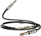 GearIT (2-Pack Dual 1/4 to 1/8 inch (3.5mm Male to 6.35mm TS Mono Stereo Y-Cable Splitter) 3 Feet