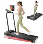 2 in 1 Folding Treadmills for Home,Walking Pad with 10% Incline and handle bar,Portable Under Desk Treadmill,Dual LED Display, APP & Remote, 135kg Capacity