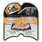 SHEBA Bistro Perfect PORTIONS Cat Food Wet Adult, Cuts in Gravy Chicken in Alfredo Sauce Entrée, 75g Tray (24 Pack)