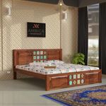 AMBICA WOODMART Sheesham Wood King Size Bed Without Storage Solid Wooden Cot Bed Double Bed Furniture Elegant and Functional Bedroom Living Room Home Palang A-73