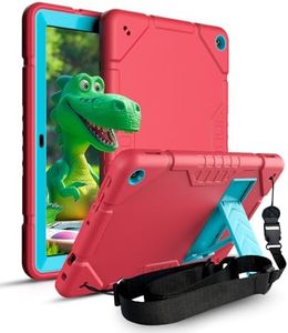 KepaiTok Case for 2023 Release Fire HD 10 inch Tablet Case 13th Generation with Kickstand,2 in1 Case with 2 Angles Built-in Stand for Kids Shockproof Case, Heavy Duty Protective Case (AMZ红)