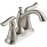 Delta Faucet Linden Centerset Bathroom Faucet Brushed Nickel, Bathroom Sink Faucet, Diamond Seal Technology, Metal Drain Assembly, Stainless 2594-SSMPU-DST