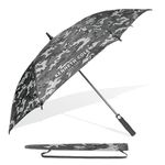 KENNETH COLE New York UV Protection Unisex Auto Open Umbrella Use for Rain, Monsoon, Sunlight, Windproof Automatic Umbrellas for Men and Women |Travel Sleeve, Cover | Golf Size – 23.5 Inch (Camo Grey)