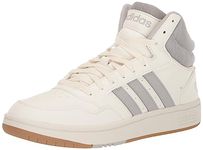 adidas Mens HOOPS 3.0 MID Sneakers, White/Grey/Gum, 10.5 US