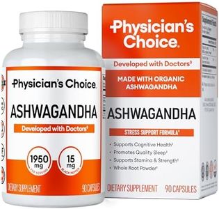 Physician's CHOICE Ashwagandha Supplement - 1950mg of Bioavailable Organic Ashwagandha Root Powder - Black Pepper Extract, Stress Support, Mood Support Supplement, 90 Veggie Ashwagandha Capsules
