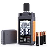 TopTes TS-501B Sound Level Meter with 2.24” Backlit LCD Screen, A/C Weighted Decibel Meter, Range 30-130dB, Temperature & Humidity, MAX/MIN, Data Hold, Use for Home, Noisy Neighbor, Factory - Orange