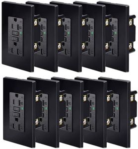 Black GFCI 20Amp Outlet,NineLeaf 10 Pack GFCI Outlet Receptacles (20A,125V), LED Indicator, Decorative Wall Plates and Screws Included, Residential and Commercial Grade, ETL Certified