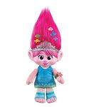 Mattel Trolls Band Together Plush Toy, HAIR POPS Showtime Surprise Queen Poppy Soft Doll with Lights, Sounds, 1 Hair Pops & 3 Accessories, HGB26