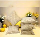 Fab Nation Plush Velvet Eye Catching, Abstract & Decorative Hand Made Cushion Cover Soft Square Throw Pillow Covers for Sofa, Home Decor Maroon Set of 5, 16x16 Inches, Thread Embroidery |10