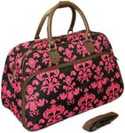 World Traveler 21-Inch Carry-On Shoulder Tote Duffel Bag, Brown Pink Damask, One Size