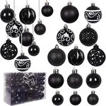 Artmag Christmas Ornaments Set, 100 pcs Christmas Tree Decorations Set Shatterproof Christmas Balls Ornaments for Wedding Holiday Christmas Decorations Indoor and Outdoor (Black)