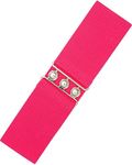 Ro Rox Retro Vintage Belt | Elastic Belt Women's Accessories | 50s Nurse Belt | Stretchy Belt With Silver Buckle & Clasp | Waist Belt For Dress | Wide Belt Design | Elasticated Belt For Women & Ladies