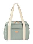 BÉABA, Baby Diaper Bag, Multiple Compartments, 10Pockets, Trolley Zipper, Shoulder Strap, Cooler Pouch, Changing Mat, Water Repellent, Capacity 16L, Bag Paris, sage green