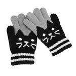 Toddler Kids Winter Warm Thick Full Finger Gloves Boy Girl Wool Magic Ski Gloves, Black, For Kids Boys Girls 3-8 Years Old