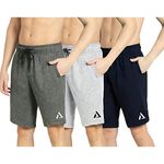 KART BLACK Plus Sizes Men's Cotton Knee length Shorts(M,L,XL,XXL,3XL,4XL,5XL shorts) | Casual and Night Wear Mens Shorts (4XL, SJP_Andra_Gry_Nav_kartblkTriangle)