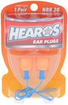 Hearos SoftStar EZ Twist Corded Foam Ear Plugs, Free Case, NRR 30, 1 Pair,Orange,5521