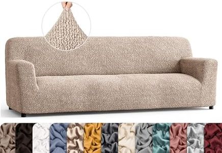 PAULATO BY GA.I.CO. Sofa Slipcover - Stretch Couch Cover - Stylish Cushion Sofa Cover - Soft Fabric Slip Cover - 1-Piece Form Fit Washable Protector for Pet - Microfibra Collection - Tapioca