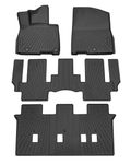 Powerty Floor Mats for 2022 2023 2024 2025 Kia Carnival Accessories All Weather Floor Liner 3D TPE 1st & 2nd Row Floor Mat Heavy-Duty Floor Liners (ONLY for 8 Seats, NOT for Prestige Models)