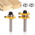 Tongue and Groove Router Bit Set 1/4 Shank, 3 Teeth Adjustable T Shape Wood Milling Cutter, Joinery Router Bits- 2Pcs