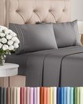 Queen Size 4 Piece Sheet Set - Comfy Breathable & Cooling Sheets - Hotel Luxury Bed Sheets for Women & Men - Deep Pockets, Easy-Fit, Soft & Wrinkle Free Sheets - Dark Grey Oeko-Tex Bed Sheet Set