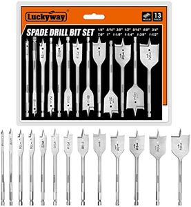 Luckyway 13-Piece 1/4 Inch to 1-1/2 Inch Spade Drill Bits Set for Wood, Plastic, Aluminum Hole Cutting