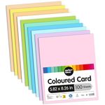 perfect ideaz 100 Sheets of DIN-A5 Coloured Pastel Photo Card, Craft Paper, Dyed Through Sheets, 10 Different Light Colours, 300g /qm, Tinted Drawing Card for Crafts, Colourful Set of Coloured Sheets