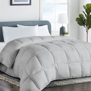 COHOME All Season King Size Cooling Comforter，Fluffy Down Alternative Comforter - Quilted Duvet Insert with Corner Tabs - Luxury Soft Hotel Comforter - Reversible - Breathable - Light Grey