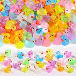 150PCS Mini Tiny Resin Ducks Little Miniature Plastic Small Ducks Bulk Glow in The Dark Duck Figures for Dollhouse Decor Accessories Garden Micro Landscape Aquarium Potted Tiny Homes (10 Colors)