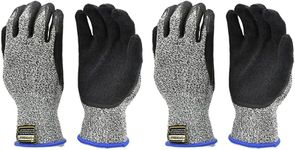 G & F Products G & F 22600M Cutshield Cut Resistant Level 5 Work Gloves, Rubber Coated, Grey, Medium (Pack of 2)