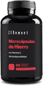 Suplemento de Hierro con Vitamina C - 30 mg de hierro microencapsulado por cápsula - Alta Biodisponibilidad - Contribuye a la Formación de Glóbulos Rojos y Hemoglobina y al Sistema Inmune