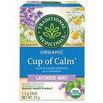 Traditional Medicinals - Organic Cup of Calm Relaxation Herbal Tea (Pack of 1) - With Lavender and Mint - 16 Tea Bags Total