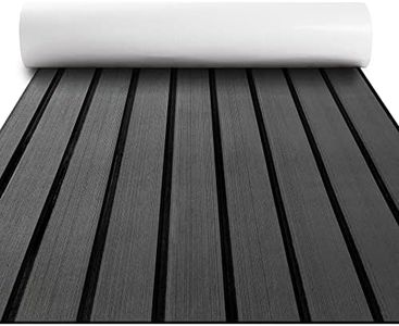 Fullfire Boat Flooring - EVA Foam Boat Decking - Faux Teak Marine Mat Self-Adhesive Marine Carpet for Motorboat RV Yacht Kayak 94" x 35" Dark Grey with Black Lines