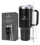 LOOQAT 40oz Insulated Tumbler with Lid and Straw - 1200ml Stainless Steel Sipper with Straw for Adults - Premium Double-Walled Tumbler for Hot and Cold Drinks - Perfect for Home, Office, and Travel