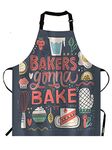 Moslion Bakers Gonna Bake Apron,Hand Drawn Lettering with Illustration of Baked Goods Appliances Apron,Adjustable Neck Bib Apron for Men Women,Suitable for Kitchen Cooking Waitress Chef Apron