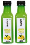 Fruitaco Yellow Lemon Juice Concentrate 750ml | Equivalent to 75 Natural Lemons | Pocket Bottle Hassle-Free | Ideal for Daily Use in Cooking & Beverages | High in Vitamin C (Pack of 2)