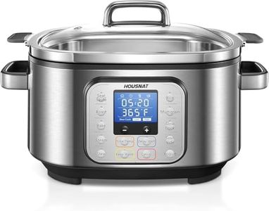 HOUSNAT Slow Cooker, 10 in 1 Programmable Slow Cooker 6QT 304 Stainless Steel Inner Pot, Multi-Cooker with Rice, Yogurt, Sauté, Steam, Delay Start & Adjustable Temp – for Large Families & Entertaining