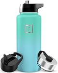 IRON °FLASK Sports Water Bottle - 32 Oz 3 Lids (Straw Lid), Leak Proof - Stainless Steel Gym & Sport Bottles for Men, Women & Kids - Double Walled, Insulated Thermos, Metal Canteen