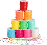 Juvale 50 Yards Each Lanyard String, Gimp String in 10 Assorted Neon Colors for Bracelets, Anklets, Necklaces, Boondoggle Keychains, Plastic Lacing Cord for Arts and Crafts (10 Spools)