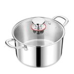 HaWare 8 Quart Stock Pot, 18/10 Tri-Ply Stainless Steel Stockpot with Tempered Glass Lid, Heavy Duty Cooking Pot for Pasta Soup Stewing, Soup Pot for Induction Gas Electric Stoves, Dishwasher Safe