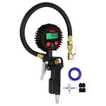 Milton MIL507KIT Digital Tire Inflator with Pressure Gauge, 14” Rubber Air Hose – 250 PSI, Brass Lock-on Clip Air Chuck and Compressor Accessories