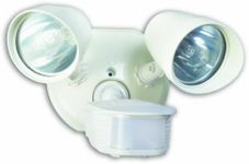 Designer's Edge L6010WH 180-Degree Diecast Metal Twin Head Motion Activated Security Flood Light with Bulb, White, 200-Watt