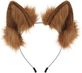 Adolala Furry Cat Wolf Fox Ears Headband Halloween Headwear Cosplay Costume Party for Women Girls