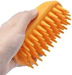 Dog Cat Pet Grooming Brush - Silicone Massage Brush for Deshedding and Bathing, Anti-Slip Rubber Shampoo Brush for Long & Short Hair Dogs and Cats (Orange)