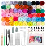 Axmru Felting Kit, Needle Felting Kit for Beginner, 60 Colors Wool Roving, Wool Felting Tool Kit with Felting Needles, Foam Mat, Needle Felting Supplies for DIY Felting