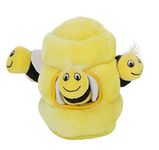 Outward Hound Kyjen 31010 Hide A Bee Dog Toys Interactive Plush Squeak 4-Piece Toy, Large, Yellow